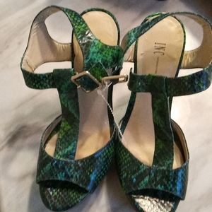 Snake skin leather platform sandals